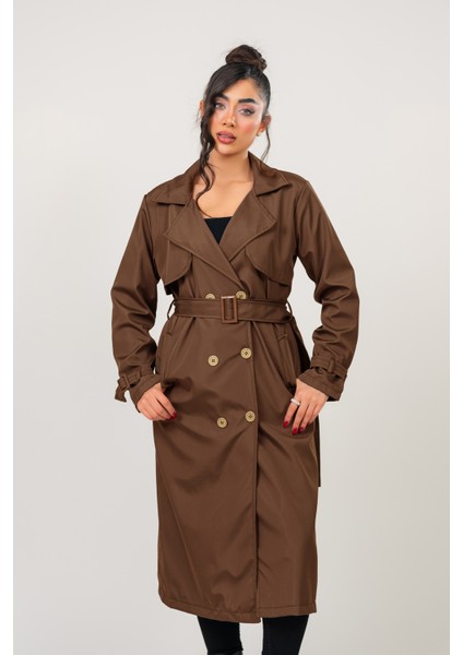 Kadın Kemerli Astarlı 120 cm Bundit Uzun Trençkot
