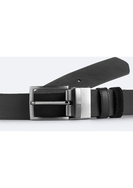 Erkek Siyah Çift Taraflı Deri Kemer B009303 fırsatları
