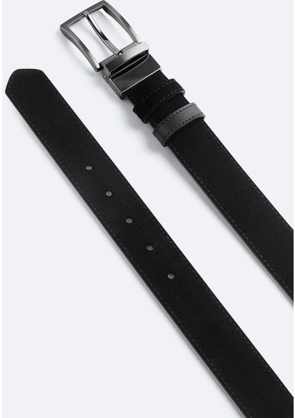 Erkek Siyah Çift Taraflı Deri Kemer B009303