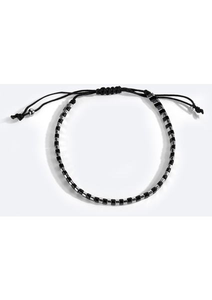 Erkek Siyah - Gümüş Taşlı Bileklik B009606 fiyatları