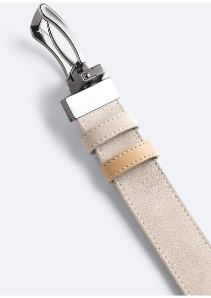 Erkek Bej Çift Taraflı Deri Kemer B009303
