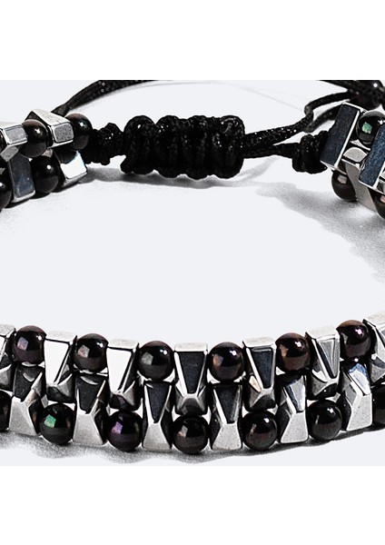 Erkek Gümüş Rengi Taşlı Bileklik B009602 modelleri