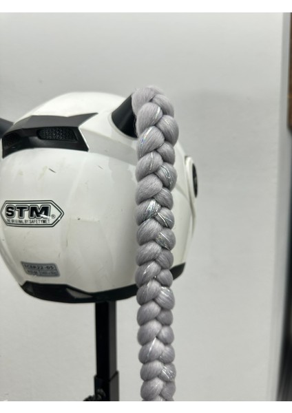 Motor & Motosiklet Gri Simli Çift Örgü Saç Kask Dış Aksesuarı fırsatları