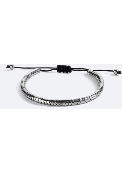 Erkek Gümüş Rengi Taşlı Bileklik B009603