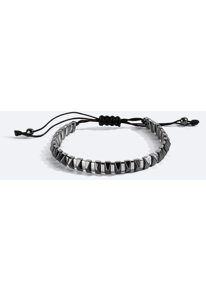 Erkek Gümüş Rengi Taşlı Bileklik B009607