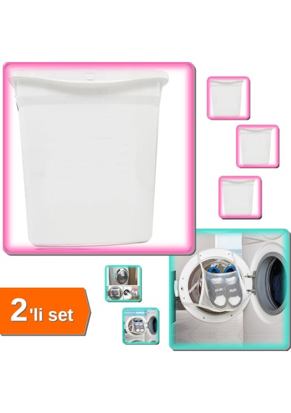 Kilit Kapaklı Kuru Mama Kabı 6 Saklama Kutusu + Kapak Bağlamalı Ayakkabı Yıkama Filesi - 2li Set J6A