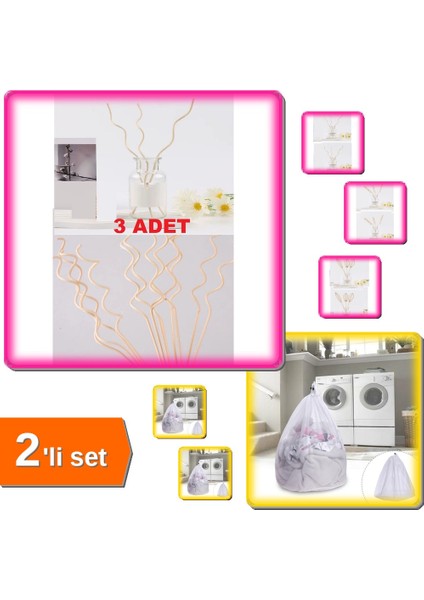 3 Tek 3 Model Aromaterapi Koku Dağıtıcı - Spiral Yaprak Dalgalı + Çamaşır Yıkama Filesi - 2li Set Y3