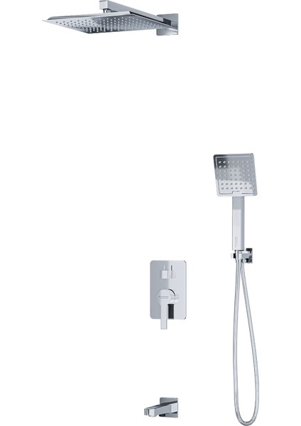 Kare Ankastre Sistem 3 Yönlü Krom