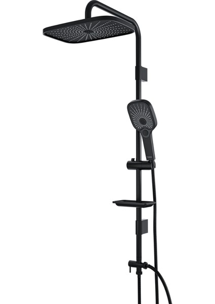 Galaxy Full Siyah Tepe Başlıklı Duş Seti