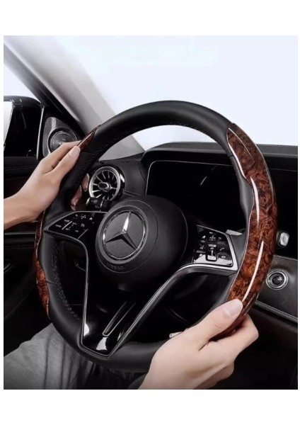 Ahşap Tasarımlı Direksiyon Simidi Koruma Kılıfı 2 Li