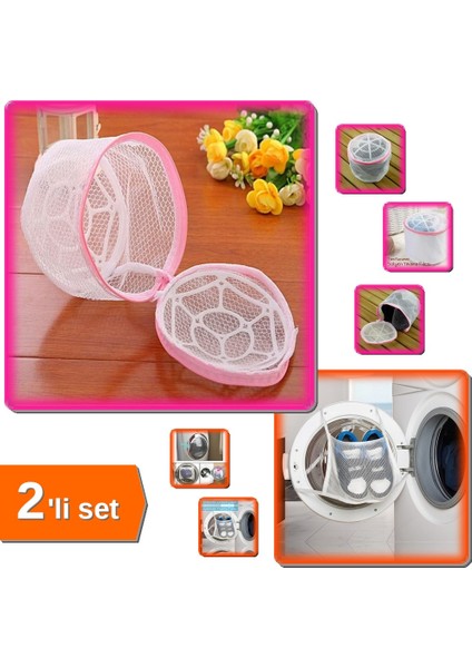 Sütyen Yıkama Filesi Tam Korumalı + Ayakkabı Yıkama Filesi Kapak Bağlamalı - 2li Hassas Set B2T2K3