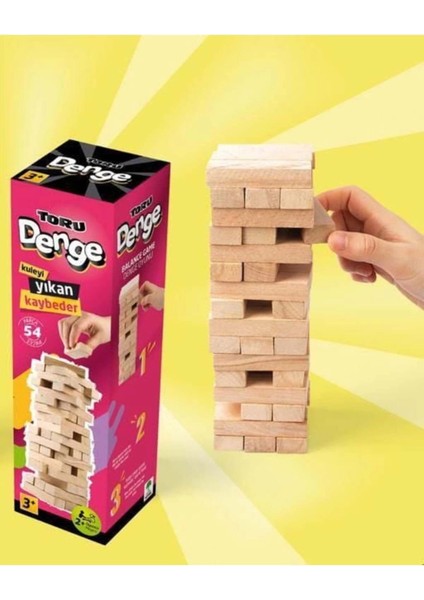 Büyük Boy Doğal Ahşap Denge Oyunu Kule Oyunu 54 Parça Ahşap Yapı Blokları Cenga fırsatları