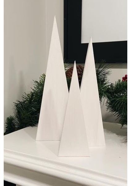 Beyaz Dağ Şekilli 3'lü Noel Süsleri, Hygge Tarzı Dekor Seti