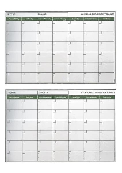 Manyetik Yapışkanlı Bir Aylık Program Planlayıcı Takvim 85X56 cm modelleri