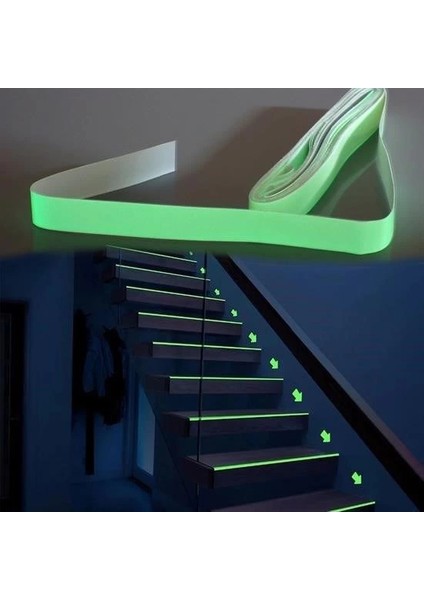 Karanlıkta Işık Veren Yansıyan 4 Metre Fosforlu Yeşil Şerit Bant fırsatları