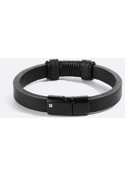 Erkek Siyah Deri Bileklik B009600