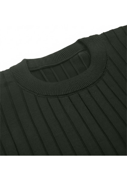 Erkek Haki Rahat Kalıp Çizgi Dokulu Triko Kazak – Şık & Modern Tasarım 2605432 indirimleri