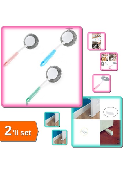 Kapı Stoperi - Kapı Altı Stoperi Beyaz 2 Adet + Mangal Barbekü Lavabo Temizleme Fırçası - 2li Set A5