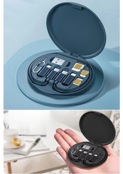 60W Destekli Kablo Kutusu Seyahat Kablo Seti 5'i 1 Arada USB Type-C Şarj Kablosu Seti