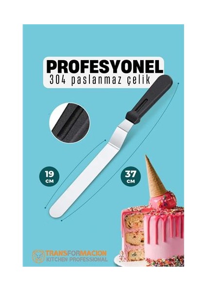 Hsnet Pasta Spatulası Profesyonel 304 Paslanmaz Çelik 37 cm