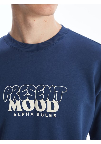 Yeni Sezon Bisiklet Yaka Baskılı Erkek Kalın Sweatshirt modelleri