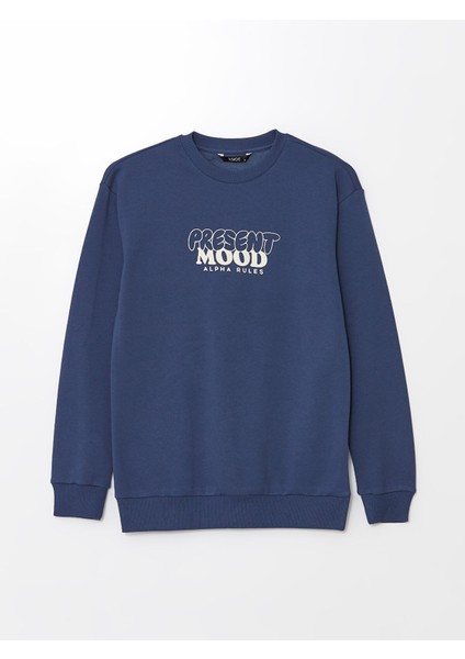 Yeni Sezon Bisiklet Yaka Baskılı Erkek Kalın Sweatshirt indirimleri