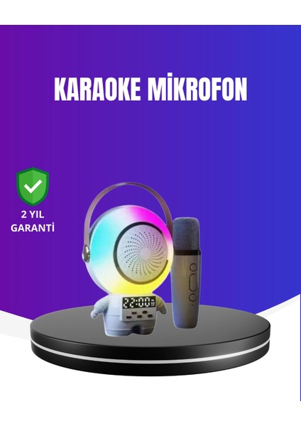 Rgb Işıklı Astronot Bluetooth Hoparlör Karaoke Mikrofonlu