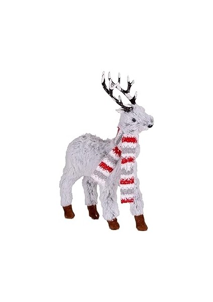 Herdekora Yılbaşı Süsü Atkılı Geyik Gri 20X30 Cm.