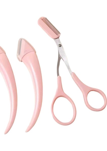 Taraklı Kaş Bıyık Makası ve Kaş Ustura Seti Kaş Bıyık Tüy Alma Epilasyon Aleti 2'li Set modelleri