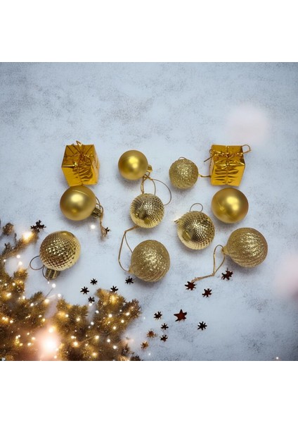 Altın Renkli 4 cm Yuvarlak Süs Topu, Yılbaşı Dekorasyonu Için Şık Seçenek