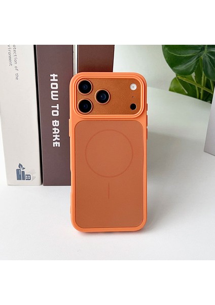 Apple iPhone 17 Pro Uyumlu Kılıf Zebana Elista M-Safe Silikon Kılıf Turuncu