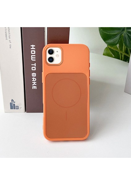 Apple iPhone 12 Uyumlu Kılıf Zebana Elista M-Safe Silikon Kılıf Turuncu