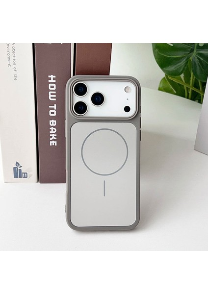 Apple iPhone 17 Pro Uyumlu Kılıf Zebana Elista M-Safe Silikon Kılıf Gri