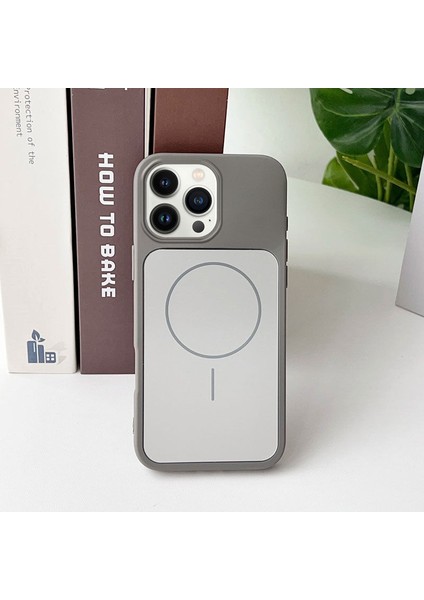 Apple iPhone 14 Pro Max Uyumlu Kılıf Zebana Elista M-Safe Silikon Kılıf Gri