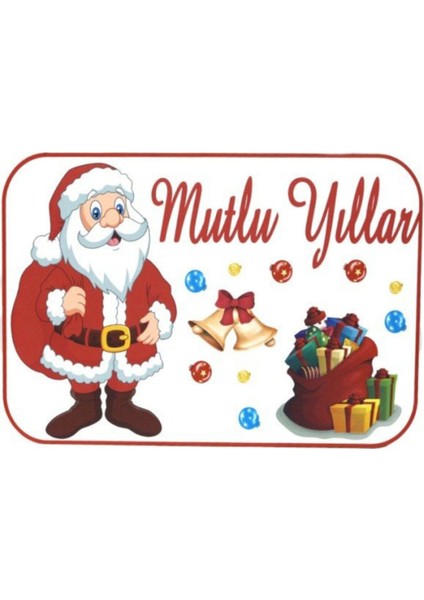 Renkli Dikdörtgen Ahşap Yılbaşı Panosu 55X35CM, Dekoratif ve Şık Tasarım