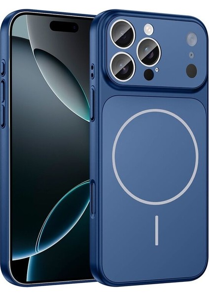 Apple iPhone 16 Pro Max Uyumlu Kılıf Zebana Titanmag Colorshield Kılıf (Kablosuz Şarj) Mavi