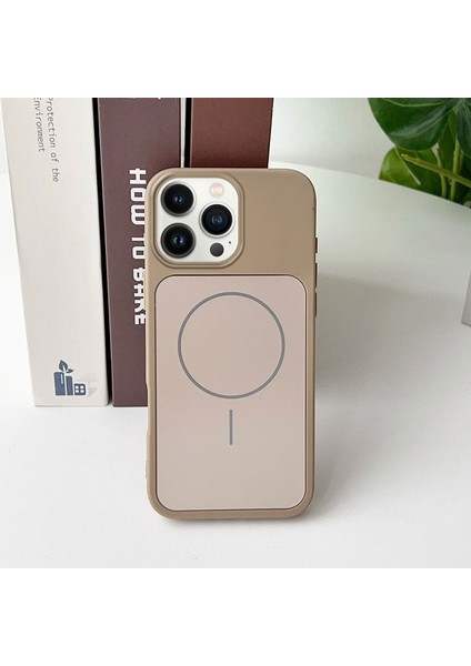 Apple iPhone 16 Pro Max Uyumlu Kılıf Zebana Elista M-Safe Silikon Kılıf Desert Titanyum