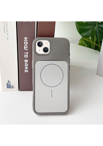 Apple iPhone 14 Uyumlu Kılıf Zebana Elista M-Safe Silikon Kılıf Gri