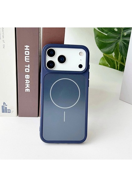 Apple iPhone 17 Pro Uyumlu Kılıf Zebana Elista M-Safe Silikon Kılıf Lacivert