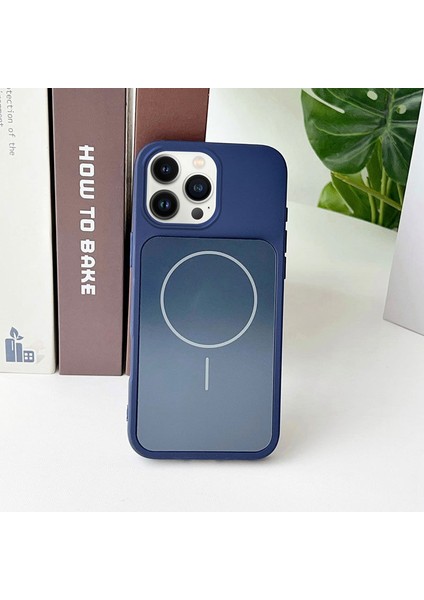 Apple iPhone 16 Pro Max Uyumlu Kılıf Zebana Elista M-Safe Silikon Kılıf Lacivert