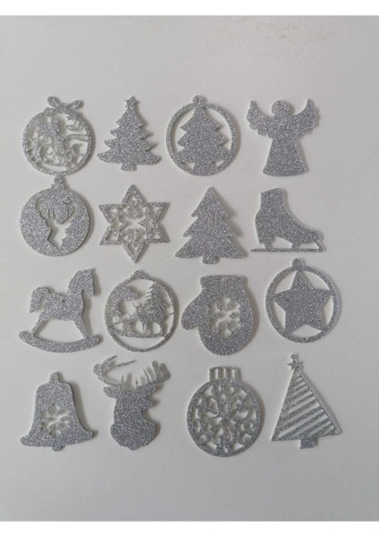 Eva Yılbaşı Ağacı Süsleri, 7,5x7,5 Cm, 16'lı Set