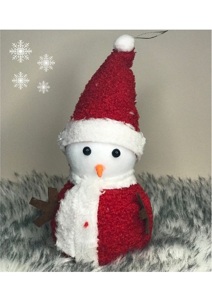 Kardan Adam Figür 20CM Kırmızı Yılbaşı Süsü, Sevimli ve Şık Dekorasyon Parçası