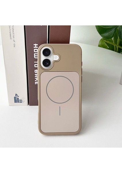 Apple iPhone 16 Uyumlu Kılıf Zebana Elista M-Safe Silikon Kılıf Desert Titanyum