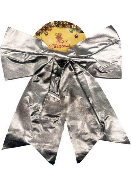 Parlak Saten Yılbaşı Fiyonk, 25 Cm, Şık ve Göz Alıcı Gümüş Renk Seçenekleriyle