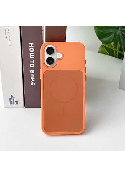Apple iPhone 16 Uyumlu Kılıf Zebana Elista M-Safe Silikon Kılıf Turuncu