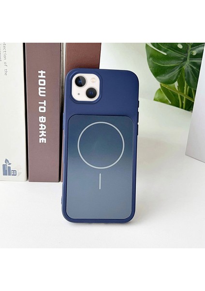 Apple iPhone 14 Uyumlu Kılıf Zebana Elista M-Safe Silikon Kılıf Lacivert