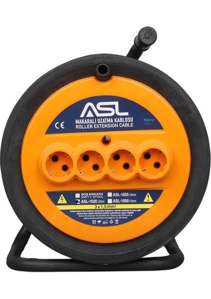 ASL-1020 20 Metre 4 Priz Girişli Makaralı Uzatma Kablosu 3000W 3x1.5mm modelleri