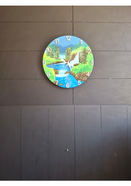 Duvar Saati - 35 cm El Çizimi Epoksi Duvar Saati + Hediye Anahtarlık - Şık Epoksi Duvar Saati - Eşsiz Tasarım - Modern Dekoratif Duvar Saati - Doğa Temalı fırsatları