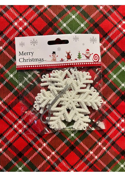 Beyaz 3'lü Noel Kartonası, 10 Cm, Çam Ağacı Süsü, Şık ve Güzel Dekorasyon.