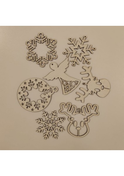 Renkli Ahşap Yılbaşı Ağacı Süsleri, 8 Parça, 4 Figür, Dekoratif Takım fiyatları